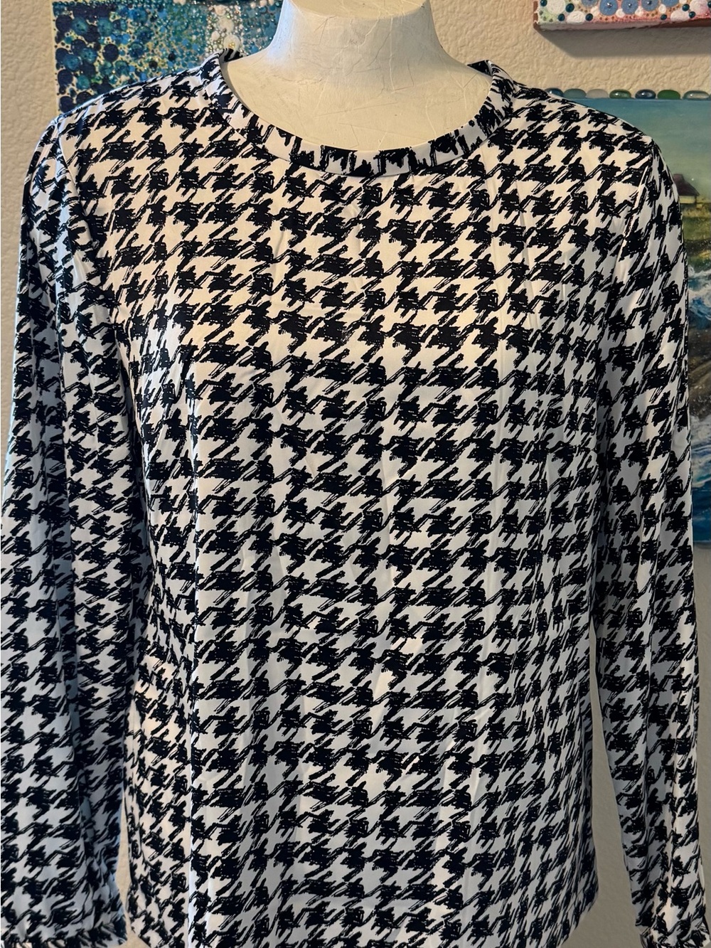 Pendleton Black and White Printed Blouse